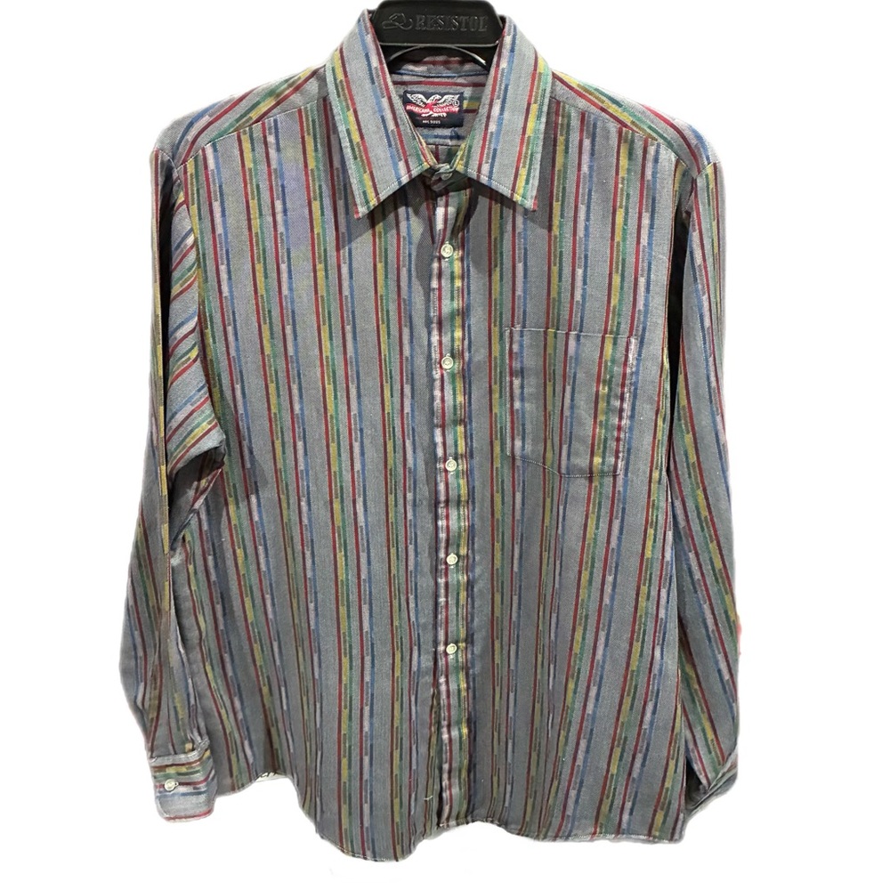 American Collection Candy Stripe Button-Up Shirt Multicolor Business Size Large View 6